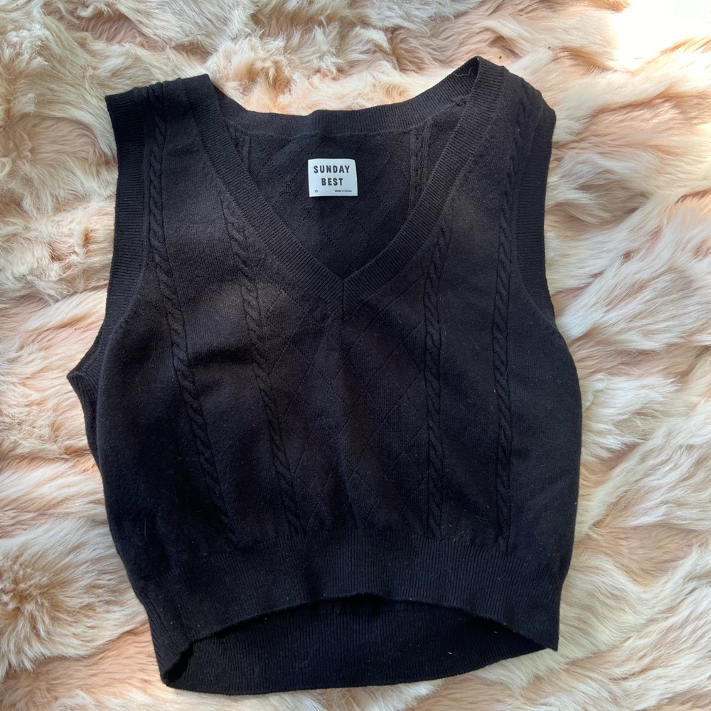 Sunday Best Black Ribbed Crop Tank Top